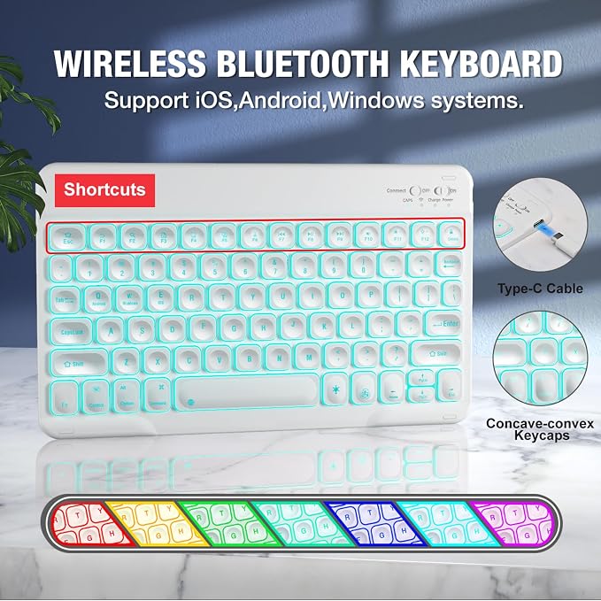 BLUTLOTUS Keyboard case for iPad 9th/8th/7th Generation 10.2 Inch - Backlit Wireless Detachable Folio Keyboard Cover with Pencil Holder for iPad 9th/8th/7th Gen Air 3rd Generation 10.5 Inch