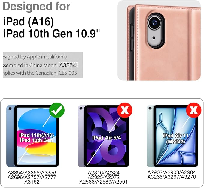 Antbox Case for iPad (A16) 11th (11'')/ 10th Generation (10.9'') Black | High Grade Skin-Touch Vegan Leather Built-in Pencil Holder Auto Sleep/Wake Function