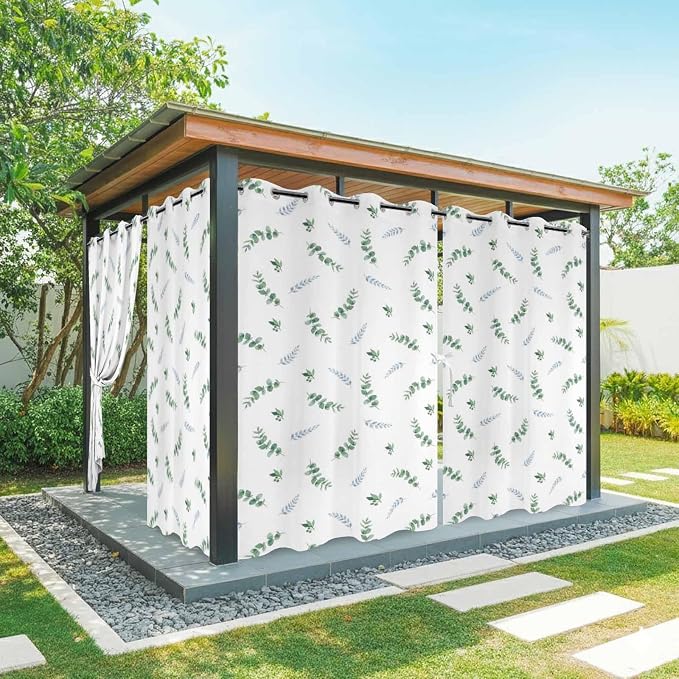 Leaf Outdoor Curtains for Patio Summer Jugal Leaves Pastoral Plant Waterproof
