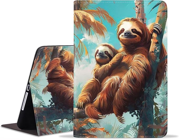 for iPad mini 7 (A17 Pro) 2024 Case/iPad mini 6 2021 Case Adjustable Stand Auto Wake/Sleep Smart Leather Cover for iPad mini 7th/6th Generation 8.3 Inch Sloth