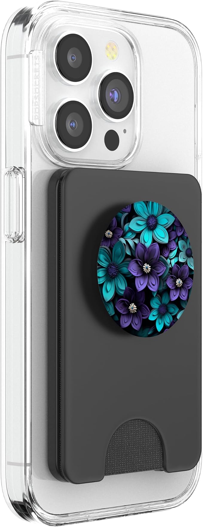 Teal Blue Flower Wildflower Bouquet Purple Floral Design Art PopSockets Adhesive PopGrip