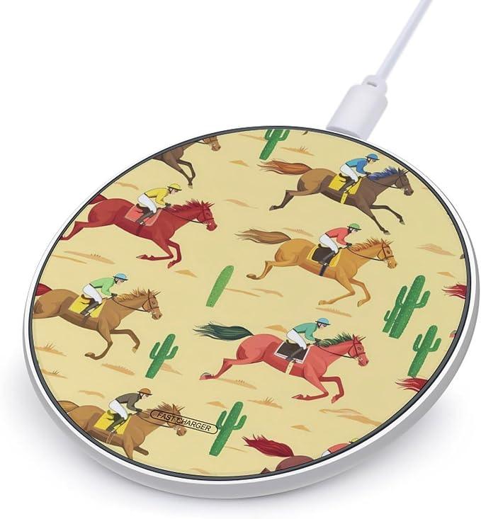 Horse Racing Wireless Charger SlimWireless Charging Pad Anti-Slip Charger Mat for Men Women