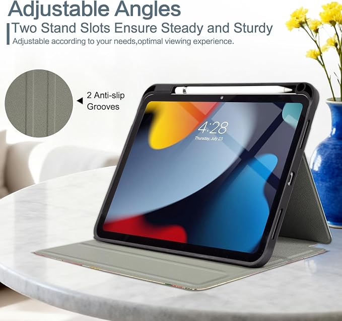 Vimorco Christmas Case for iPad (A16) 11th/10th Gen 11/10.9 inchAntlers | Multi-Angle Viewing Protective Folio Stand Shockproof CoverPencil HolderSupport Touch IDAuto Wake/SleepEssential Gift