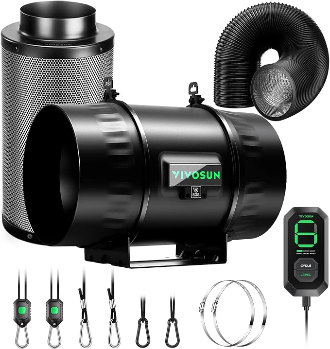 VIVOSUN Smart Air Filtration T8 Kit 8", AeroZesh T8 Inline Duct Fan