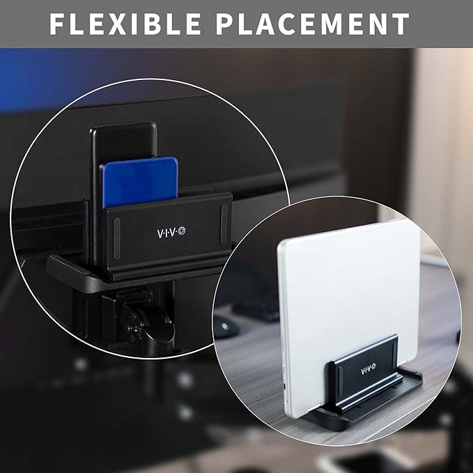 VIVO Multifunctional Adjustable Thin Client Mini PC Mount Bracket, CPU VESA Monitor Arm Computer Holder, Freestanding Desk Stand, Vertical Laptop Stand, Black, MOUNT-PC05M
