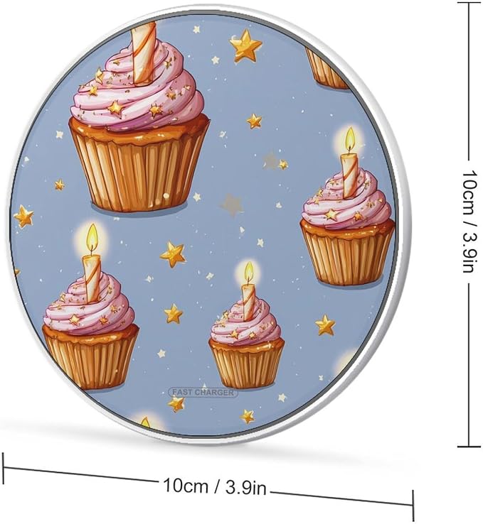 Cupcakes Print Wireless Charger SlimWireless Charging Pad Anti-Slip Charger Mat for Men Women
