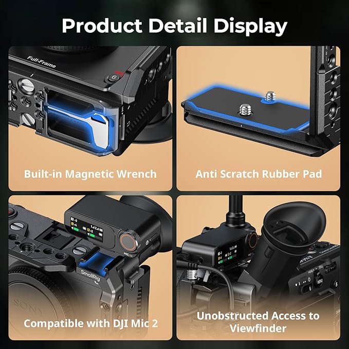 SmallRig Half Cage for Sony FX2, with Removable Top NATO Rail, Quick Release Plate for Arca, Modular Design Compatible with Original XLR Handle, for DJI RS 3 / RS 3 Pro/RS 4 / RS 4 Pro Gimbal - 5591