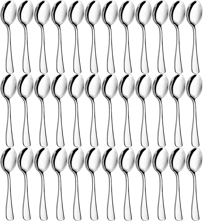 Distfeat 36-Piece Teas Spoons Set (5.6 inch), Stainless Steel Spoons Silverware, Dessert Spoons, Coffee Spoons,Table Spoon Use for Home, Kitchen and Restaurant - Mirror Polished, Dishwasher Safe