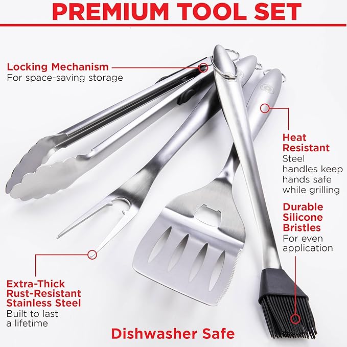 Alpha Grillers Grill Tools Set, BBQ & Grilling Accessories Outdoor Utensils