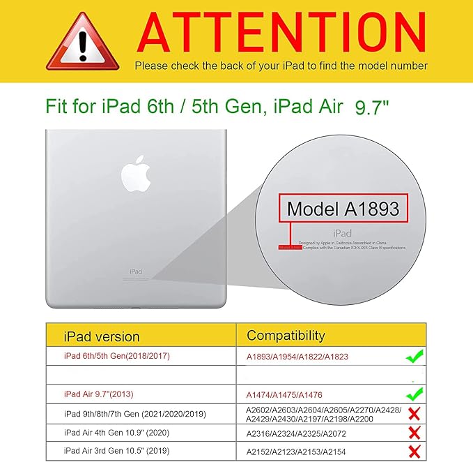 Rotating Case for iPad 6th 5th Generation 9.7 Inch 2018/2017 Model Lightweight PU Leather 360 Degree Rotating Protective Stand Cover Auto Wake/Sleep Black Cat on Moon