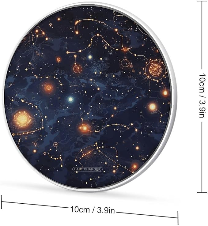 Star Constellation Map Wireless Charger Portable 10W Fast Wireless Charging Pad Compatible with Phone Ultra-Thin Charging Station Lightweight Charger Mat for Travel Home Office Desk