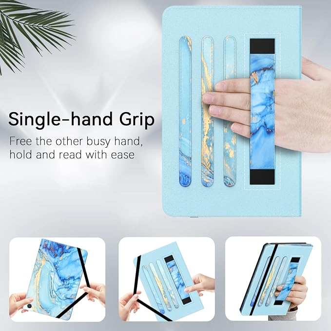 OKP for Amazon Tablet 11 Case (13th Generation 2023 Release) [Multi-Angle] Stand Cover with Pocket Auto Wake/Sleep PU Leather Case for Amazon Tablet 11 (Marble Blue)