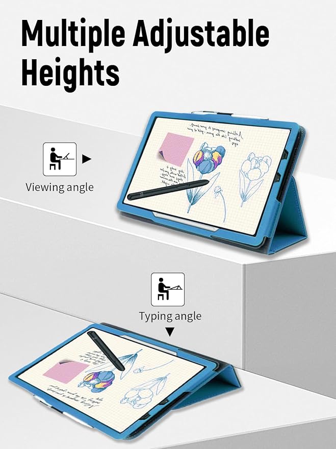 Case for XPPen Magic Note Pad 10.95 Inch Tablet (Light Blue) | PU Leather Folding Cover with Pen Holder and Wrist Strap Business Travel Portable
