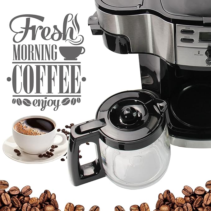 12-Cup Replacement Glass Coffee Carafe Compatible with Hamilton Beach Flexbew Coffeemaker, Coffee Pot Fits 49980A, 49980Z, 49983, 49618, 46300, 46310, 49976, 49966, 49350 Series, Black