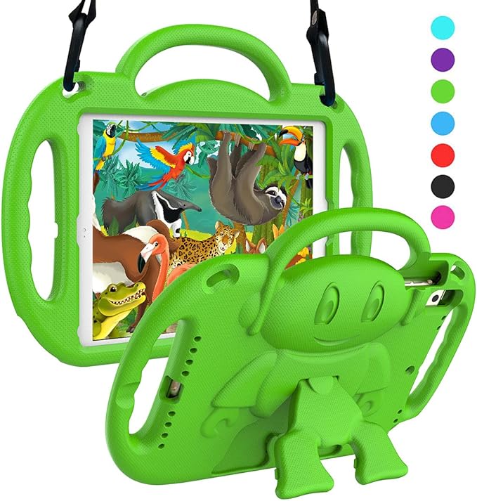 SUPLIK Kids Case for iPad 5th/6th Generation (9.7 inch 2017/2018) iPad Air 1 &amp Air 2 &amp Pro 9.7 Case with Shoulder Strap Handle Stand for Apple iPad 5/6 &amp iPad Air 1st/2nd Gen Black