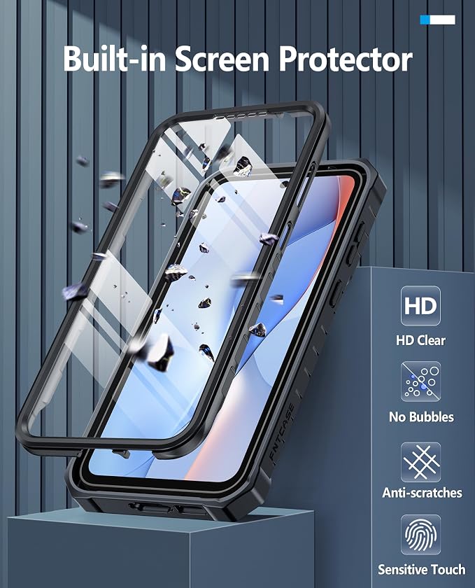 FNTCASE for 11 Pro XL Case Rugged Kickstand 2 Front Frames Black | Built-in Screen Protector 20FT Military-Grade Drop Protection Rugged Heavy Duty Shockproof Full Body Protective Cover