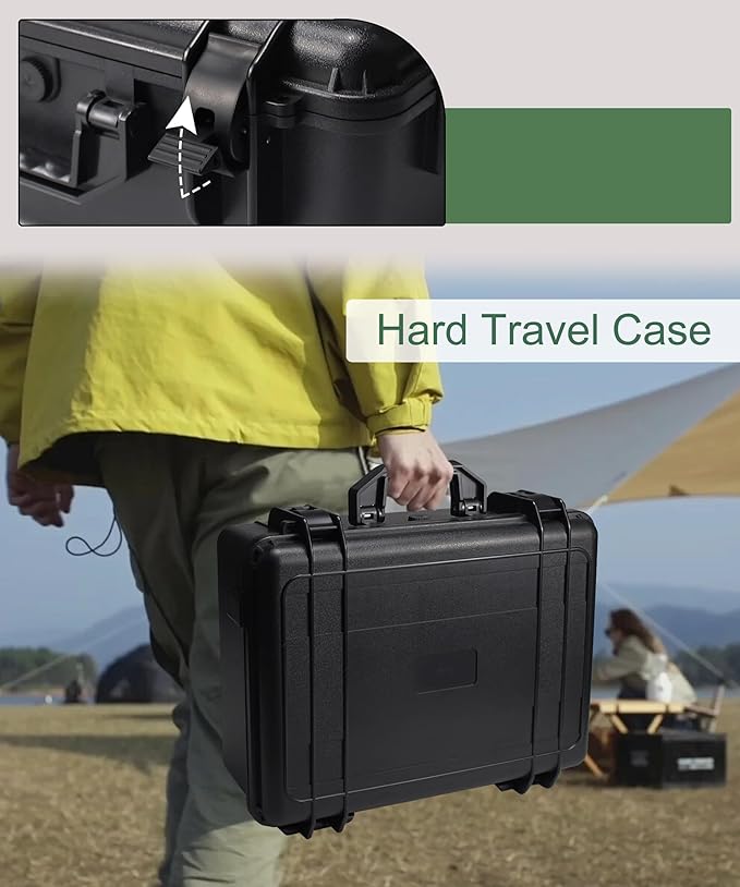 Hard Case with Foam Camera Hard Case Large Waterproof Protective Case Travel Camera Cases Hard Shell Equipment Foam Case for Electronics, 16" L x 11.8" W x 6.5" H