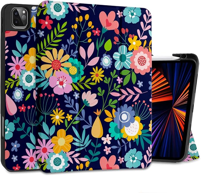 Case for iPad Pro 12.9 inch 6th Generation 2022 Built-in Pencil Holder + Trifold Stand + Auto Wake/Sleep + Protective Cover for iPad Pro 12.9 5th/4th/3rd Gen- Bear