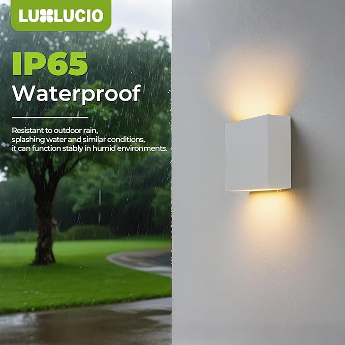 2Pack Indoor Outdoor Up and Down White LED Wall Light, Modern Porch/Bedroom Wall Lamp, IP65 Waterproof, 5%-100% Dimmable, 18W 5CCT (2700K-5000K), CRI90+, 120-277V, ETL FCC Certified