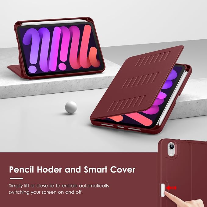 VIKESI Case for iPad mini 7 (A17 Pro) and iPad mini 6Multiple Angles Magnetic Stand CoverShockproof Soft BackPencil Holderand Auto Sleep/WakeBlack