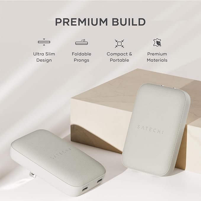 Satechi OntheGo 67W GaN Wall Charger PD 3.0 + PPS Dual USB-C Ports Black | Dual USB-C ports 45W+20W split-charging mode fits MacBook iPad iPhone 17 Galaxy Pixel Steam Deck