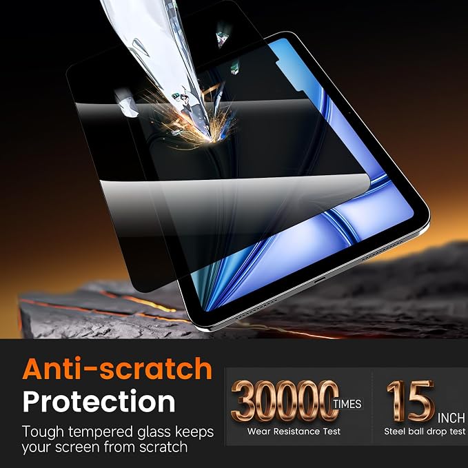 PandaShield 2-Pack Privacy Screen Protector Easy-Installation Box for iPad 11th/10th Gen. A16 (11/10.9 Inch 2025/2022) Anti-Spy Bubble Free Scratch Resistant Apple Pencil Support