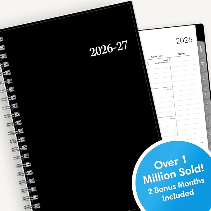 Blue Sky 2026-2027 Weekly and Monthly Academic Year Planner Calendar, July 2026 - June 2027, 5" x 8", Flexible Cover, Wirebound, Laminated Tabs, Enterprise