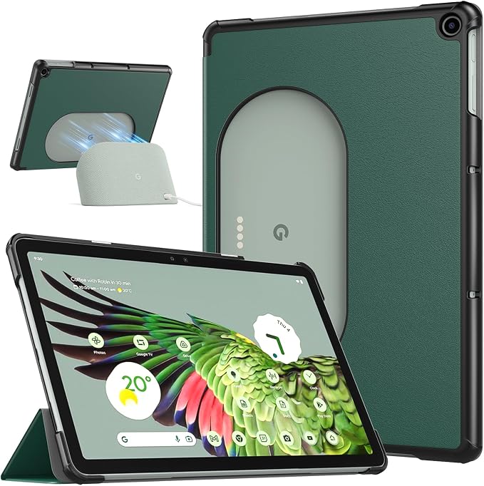 TiMOVO Case for Google Pixel 11 Inch 2023 Tablet Midnight Green | Slim PU Leather Trifold Stand Cover Compatible with Charging Speaker Dock