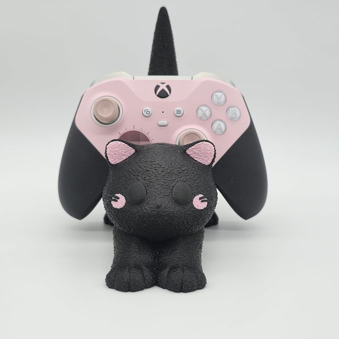 Cat Gaming Controller Holder Stand for PS4 PS5 Xbox Switch Pro iPhone Android | Gaming Stuff &amp Gaming Room Decor | Controller Stand Perfect for Gamer Gifts (Black)