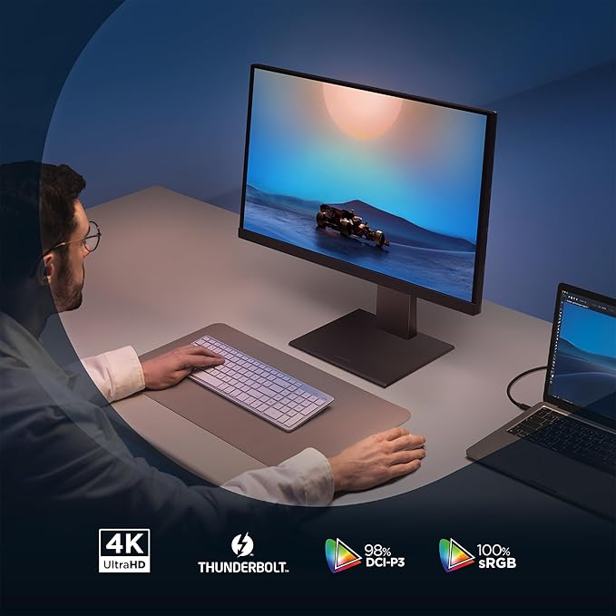 ViewSonic VP2488-4K 24 Inch 4K Mac-Ready Monitor with 100% sRGB, 98% DCI-P3, Pantone Validated, Advanced Ergonomics, Thunderbolt 4, USB Hub, HDMI, and DP for Home and Office