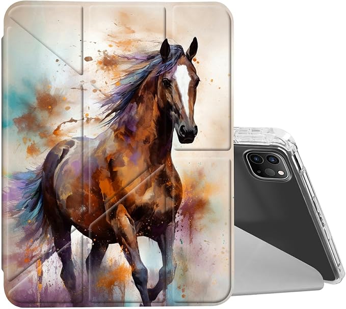 for iPad 10.2 &amp 10.5/iPad 9th/8th/7th Generation 10.2 2021 2020 2019 Case Mutil Angles Folding Y-Shaped Stand Cover with Pencil Holder Auto Wake/SleepAmerican Flag and Cow