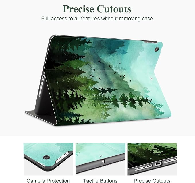 Lokigo Case for iPad 9th/8th/7th Gen 10.2 Air 3rd/Pro10.5 Aurora Forest | Protective Folio Soft Back Cover Pencil Holder for Teens/Students/Office Staffs 4 Angles Viewing Stand Auto Wake/Sleep