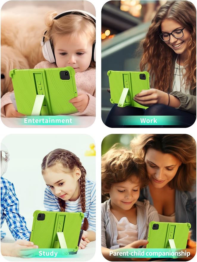 Case for YLEEBG TAB10 10 inch Android 14 TabletsWUNIAK Hollow Back DesignHeat Dissipation Shockproof Lightweight Adjustable Kickstand Silicone Shell&ampKids Friendly Soft CaseBlack