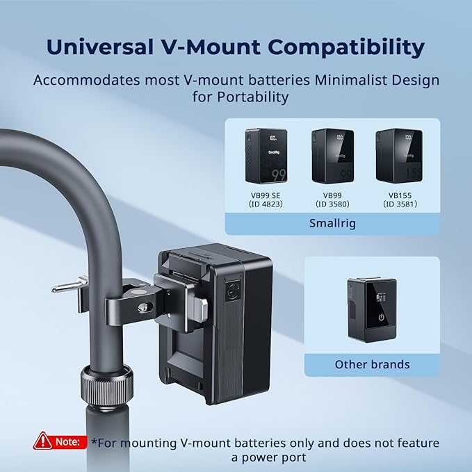 SMALLRIG V-Mount Crab-Shaped Clamp, 15-40mm Non-Slip Clamp, 1.5kg Load-Bearing Compatible with Multiple Brands of V-Mount Batteries - 5313
