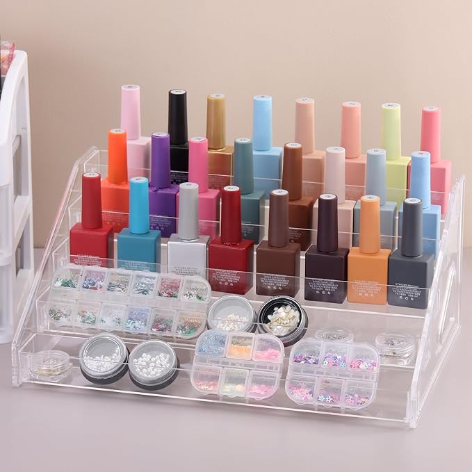 Nail Polish Organizer Clear Acrylic Eyeglasses Display Holder Essential Oil Storage Rack Makeup Stand Tray - 5 Layer