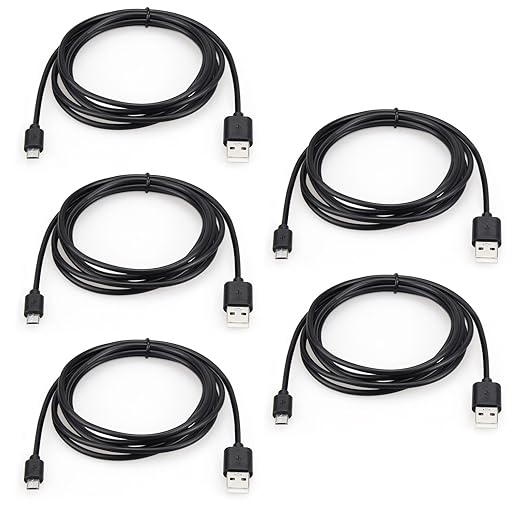 Bulk Micro USB Cable 3ft 12-Pack Android Phone Tablet Charger Charging Cord | Data Transfer Black