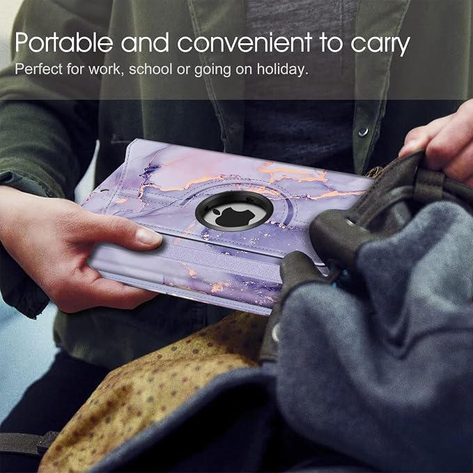 Fintie 360° Rotating Case for iPad 9th / 8th / 7th Generation 10.2 Inch | Swivel Stand Portrait &amp Landscape Viewing Shockproof Cover with Pencil Holder Auto Wake/Sleep Aqua Wave