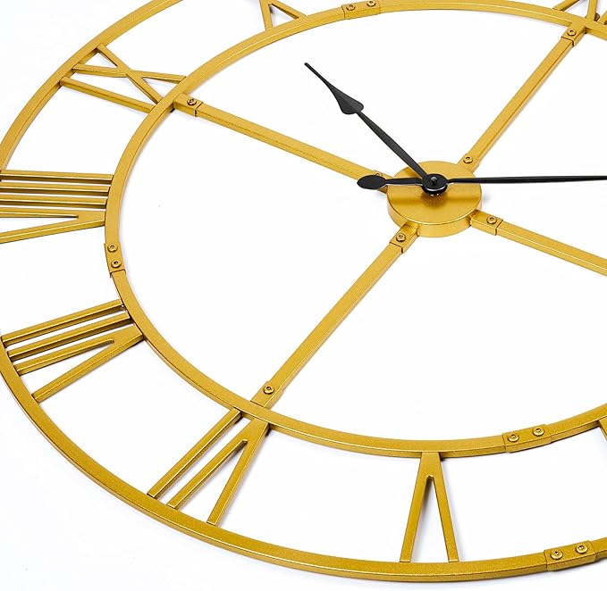 Ohweog Large Wall Clock for Living Room Decor – 40 Inch Silent Non-Ticking Modern Farmhouse Wall Clock, Oversized Decorative Metal Roman Numeral Clock