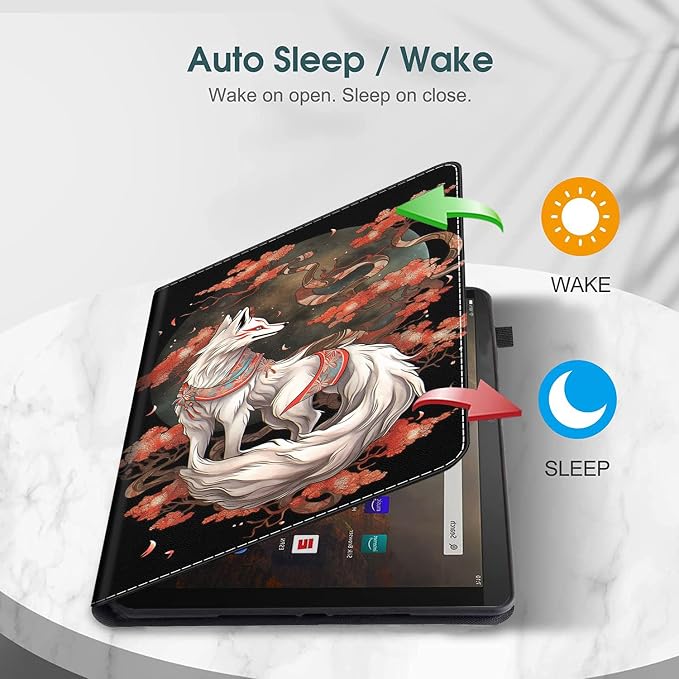 Case for All-New Amazon Fire HD 10 and 10 Plus Tablet (13th/11th Generation 2023/2021 Release) 10.1 Multi-Angle Smart Stand Cover Auto Sleep/Wake Skull and Fire