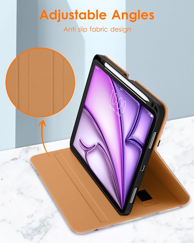 DTTO for iPad Air 11-inch Case M4/M3/M2 (2026/2025/2024) iPad Air 5th / 4th Generation (2022/2020) Premium Leather Business Folio Stand Cover with Pencil Holder - Auto Sleep/Wake Brown