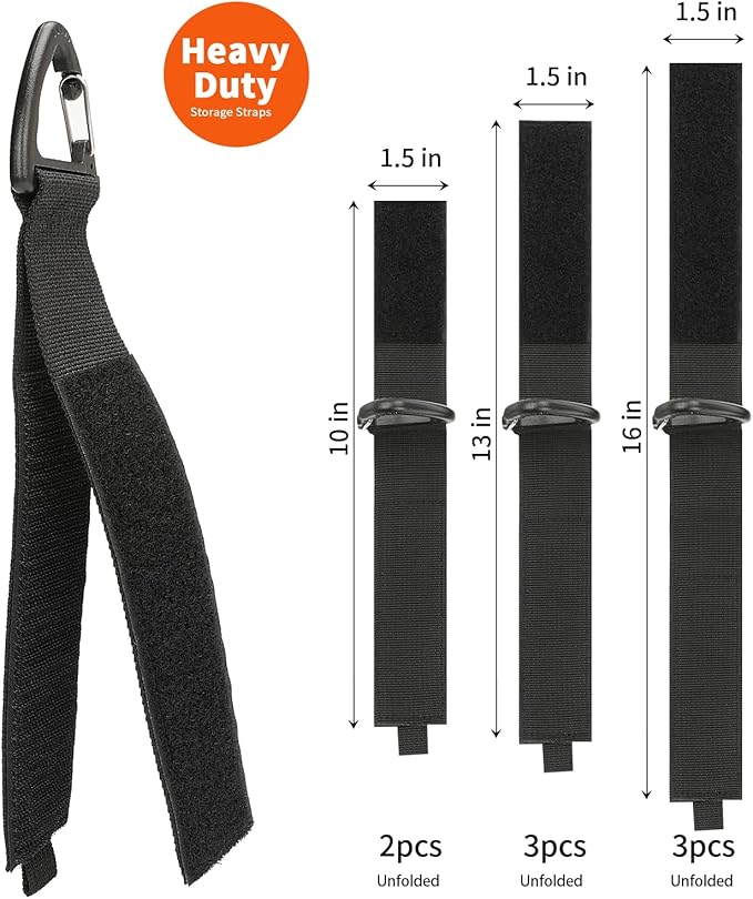 Extension Cord Organizer(8 Pack), Extension Cord Holder for Garage Organization and Storage, Heavy Duty Storage Straps for Cables, Hoses and Ropes, with Triangle Buckle for Hanging, Design Patent