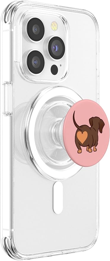 Dachshund Butt Heart Weiner Dog Mom Gift Pink for Girls PopSockets Adhesive PopGrip