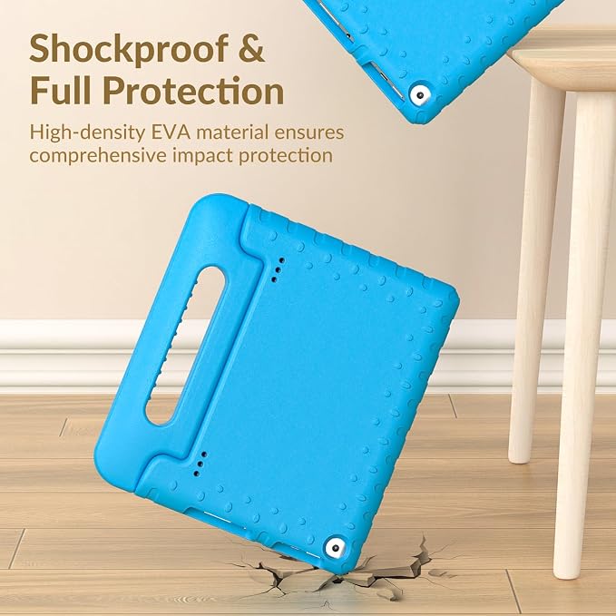 Kids Case for Kindle Fire HD 8 Tablet Case (8th/7th/6th) Shockproof Blue | 2018/2017/2016 Release Lightweight EVA Handle Stand Full Protection For Kids Daily Use