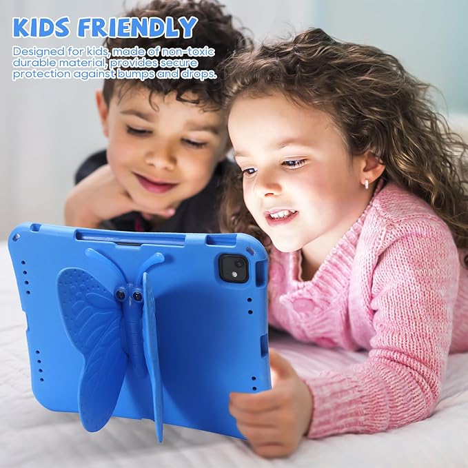 Kids Case for iPad Air 13 (2026/2025/2024) M4/M3/M2 &amp iPad Pro 13 2024 &amp iPad Pro 12.9 Cover 6th/5th/4th/3rd Gen (2022/2021/2020/2018) DIY Figures EVA Rubber Handle Stand Shockproof Bumper