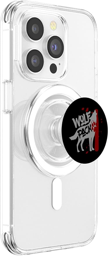 Wolf Pack - Howling Wolf with Wolves Paw Print PopSockets Adhesive PopGrip