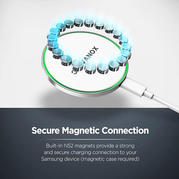 Galvanox Compatible with MagSafe Wall Mounted Magnetic Wireless Charger (15W) Fast Charging Stick-on Adhesive Design with Removable USB-C Cable (Black 10 FT)