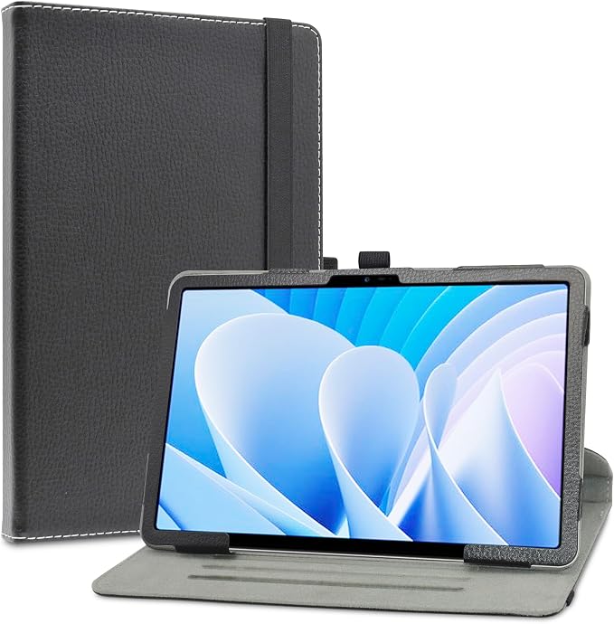 LiuShan 360 Degree Rotation Stand PU Cover for DOOGEE T30 Pro/Ultra T30s T35 T40 11 Tablet Black
