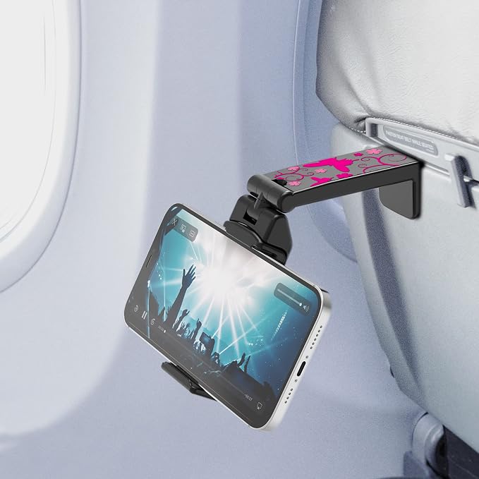 Travel Accessories Universal Seat Back Tray Table Phone Clip Holder Adjustable Pocket Size Hands Free Phone Holder Airplane Travel Essentials Compatible with iPhone and Android
