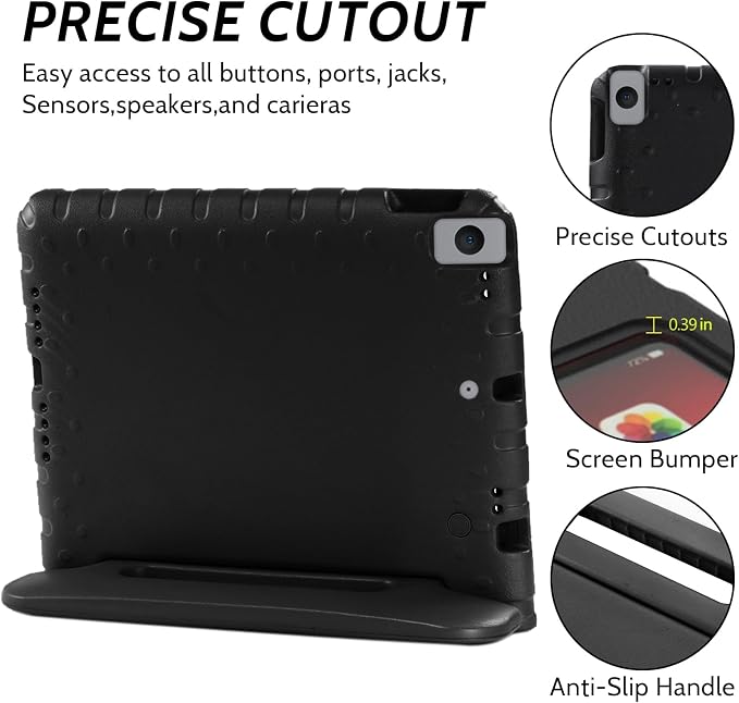 Dteck Kids Case for iPad 10.2 - Shockproof Rugged EVA Handle Stand Child Proof Case for iPad 9/8/7 Generation Black
