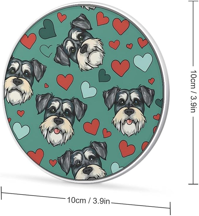 Cute Schnauzer Dog Wireless Charger Portable Charging Pad | LightweightAll Smartphone